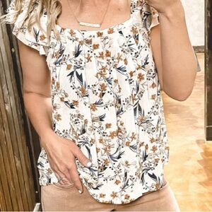 Dear John Sz Medium Gisele Sunburn Multicolor Floral Ruffle Blouse